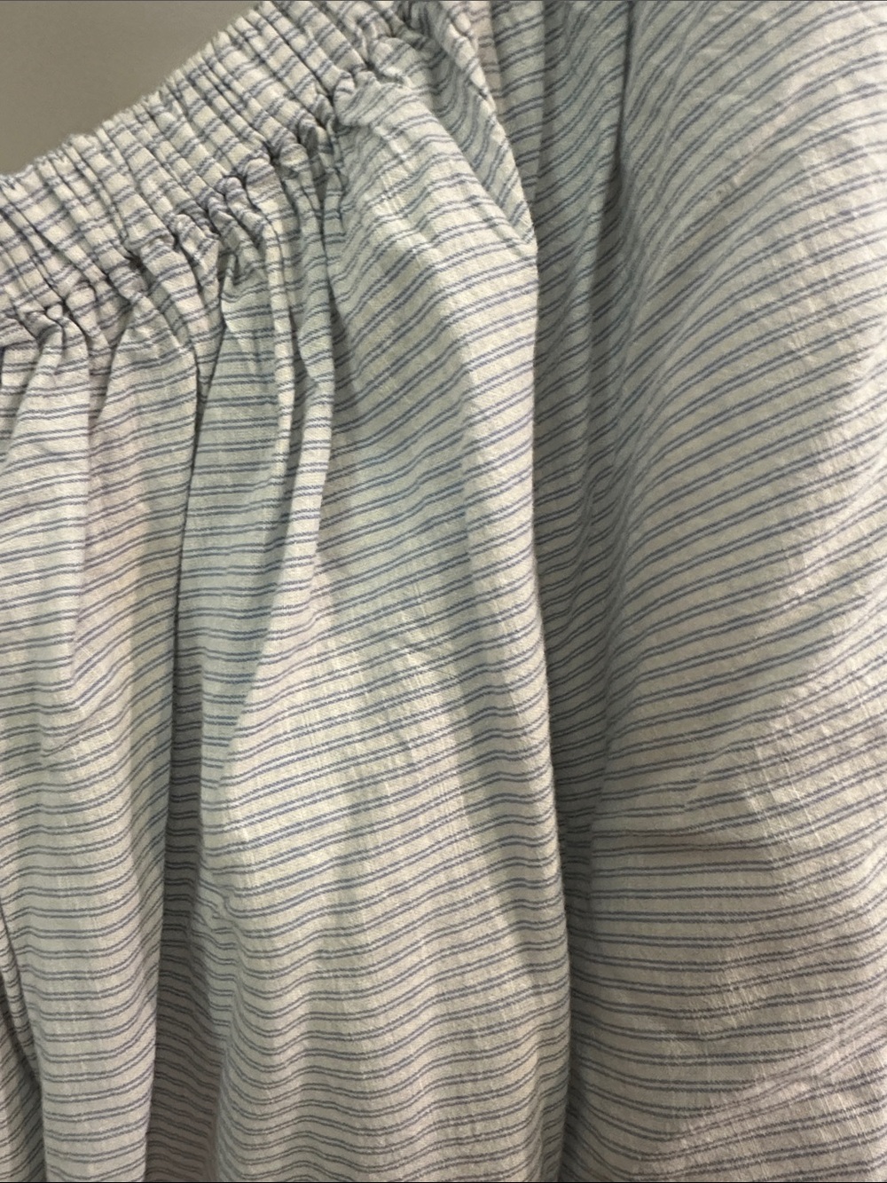 Dip Off The Shoulder Top Women 2X Blue White Striped Coastal Boho Blouse - Picture 2 of 4